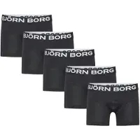 Björn Borg Cotton Stretch Boxers 5-pack Zwart | Maat: 134-140