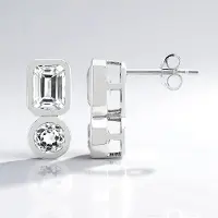 Cavill - Zilveren oorbellen met 3,23 ct witte kunziet - 925 Sterling zilver met palladium - Modern elegant design - Achthoek & briljant geslepen