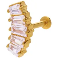 Lucardi - Dames Stalen goldplated traguspiercing met zirkonia - Piercing - Staal - Goudkleurig