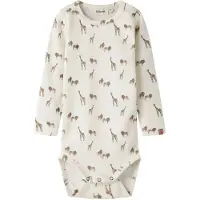 Lil´ Atelier BABY romper wit/bruin Jongens Stretchkatoen Ronde hals All over print - maat 74
