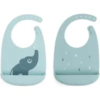 Done by Deer - Silicone Bib 2-pack Elphee - Blue - 27 x 19 x 4 cm