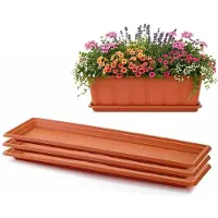 PlasticForte Plantenbak water onder opvangschaal - 3x - terracotta - rechthoek - 59 x 19 cm - Bloembakken