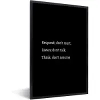 PosterMonkey Fotolijst incl. Poster - Antwoorden - Spreuk - Daily life quote - Denken - Luisteren - Quote - 80x120 cm - Posterlijst