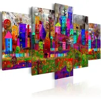 Karo-art Schilderij - De stad van expressie, 5luik
