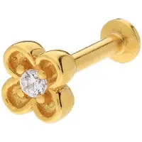 Lucardi - Dames Stalen goldplated helixpiercing met zirkonia - Piercing - Staal - Goudkleurig