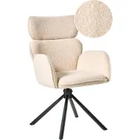 Beliani ALENE - Eetkamerstoel - Lichtbeige - Bouclé