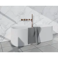 FortiFura Nebbio Badcombinatie-set - thermostaatkraan - wandaansluitbocht met handdouchehouder - metalen doucheslang - staaf handdouche - uitloop - geborsteld koper PVD (koper)