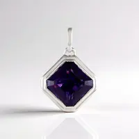 Cavill - Zilveren Hanger 925 Sterling Zilver - 3,94 ct Zambia Amethist Asscher - Paars - Modern Geometrisch Luxe Sieraad