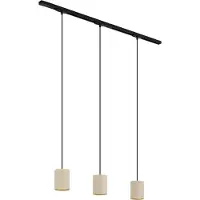 QAZQA Modern railsysteem met 3 hanglampen zwart met beige 1-fase - Iconic Holt