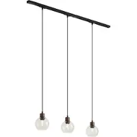 QAZQA Modern railsysteem zwart met 3 hanglampen brons 1-fase - Iconic Lava