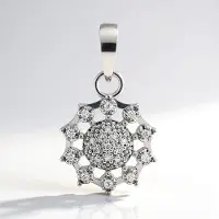 Cavill - Zilveren hanger - 925 Sterling zilver - 0,152 ct I1 G Afrikaanse diamanten - Ronde briljant - Filigraan bloemvorm met pavé en prong zetting