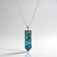 Cavill - Zilveren Halsketting met Turkoois Mozaïek Cabochon 10,21 ct - 925 Sterling Zilver - Elegant Handgemaakt Sieraad - 45 cm Verlengbaar