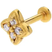 Lucardi - Dames Stalen goldplated traguspiercing met zirkonia - Piercing - Staal - Goudkleurig
