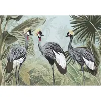 Consalnet Vliesbehang Jungle Kraanvogels XXL – Tropisch Fotobehang – 368 x 254 cm – Groen