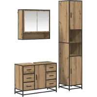 vidaXL Badkamermeubel Set 3 st Artisan Eiken 90 x 33 x 60 cm