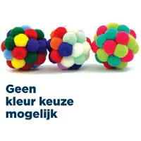 Happy pet Kattenspeeltje - Pom Pom Bal Assorti 4.5cm - Zacht en Kleurrijk