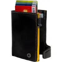 Tony Perotti Furbo RFID Leren Pasjeshouder met papier- en kleingeldvak- unisex - geel/zwart