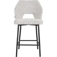 MUST Living Bloom barkruk polyester bouclé lichtgrijs 54x57x100cm