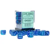 Chessex 6-zijdige Gemini dobbelstenen 12mm BLUE-BLUE/LIGHT BLUE LUMINARY (36 dobbelstenen) -