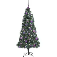 vidaXL Kunstkerstboom met voorverlichte ballenset Groen 150 cm PET