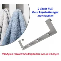 Benson 2-Stuks RVS Deur kapstokhanger met 4 Haken