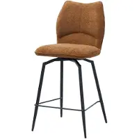 Huisenthuis.nl Barkruk Quincy Roest - Metaal - Stof - Set van 2 - Geschikt voor kookeiland - Draaibaar - Met rugleuning - Zithoogte 68.5 cm - Zitdiepte 42 cm