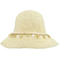 Gimme Strandhoed met Schelpen - Trendy Gevlochten Zonnehoed - Stijlvol Vakantieaccessoire met Maritiem Accent - Beige