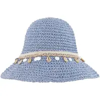 Gimme Strandhoed met Schelpen - Trendy Gevlochten Zonnehoed - Stijlvol Vakantieaccessoire met Maritiem Accent - Blauw