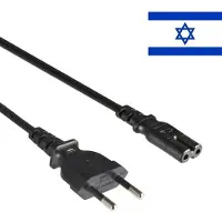 DINIC Stroomkabel met rechte C7 plug en rechte Euro CEE 7/16 (Israël) stekker - 2x 0,75mm / zwart - 1,8 meter