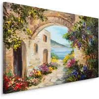 Karo-art Schilderij Pittoresk huis aan zee (print op canvas), multi-gekleurd, 4 maten, premium print