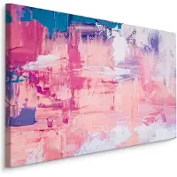 Karo-art Schilderij - Kleurrijk Abstract, Roze en Rood, Premium Print