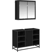 vidaXL Badkamermeubel Set 2 st Zwart Eiken 80 x 33 x 60 cm