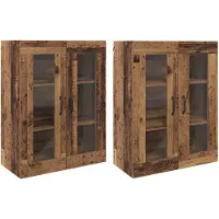 vidaXL Wandgemonteerde Kasten 2 st Oud hout 69,5 x 34 x 90 cm