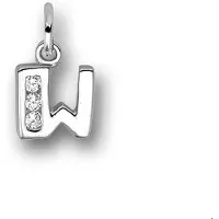 Trendjuwelier huiscollectie Bedels Letter W Zirkonia Rij Zilver