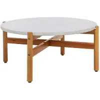 Ebuy24 Salontafel Terracina Acacia Naturel/Wit Ø84,5cm
