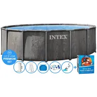 Intex Ø 457 x 122 cm Greywood Prism Frame PREMIUM zwembad set