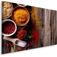 Karo-art Schilderij - Scherpe specerijen op hout (print op canvas), multi-gekleurd, premium print