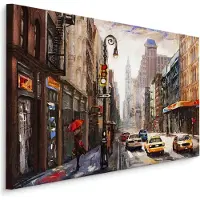Karo-art Schilderij - Straten van New York City, USA, Premium Print op Canvas