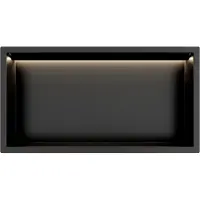 Guido Gusto Mat Zwart RVS Inbouwnis 30x60x10cm met RGB verlichting
