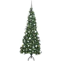 vidaXL Hoek Kunstkerstboom met 300 LED Groen 180 cm PVC en Metalen