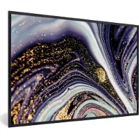 PosterMonkey Fotolijst incl. Poster - Marmer - Paars - Luxe - Marmerlook - Glitter - 120x80 cm - Posterlijst