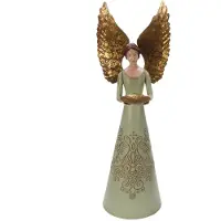 MEA Engel conisch met schaaltje groen 17x17x60cm
