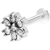 Lucardi - Dames Stalen helixpiercing met kristal - Piercing - Staal - Zilverkleurig