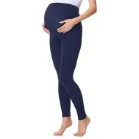 Be Mammy BE-BE20-230-LE Dames Zwangerschapsleggings - Lang - Katoen - Elasthan - Yogabroek - Marineblauw - S