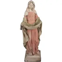 Clayre & Eef Decoratie Beeld Maria 16x16x44 cm Beige Keramisch materiaal