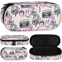 Sarcia.eu Muziek, schooletui met vakjes, ovale etui voor meisjes 6x22x10cm