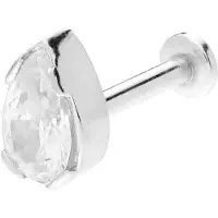 Lucardi - Dames Stalen helixpiercing met zirkonia - Piercing - Staal - Zilverkleurig