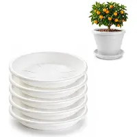 PlasticForte plantenpot onder schotel / opvang schaal - 5x - wit - dia 32 cm - Kunststof - voor een pot met dia 40/45 cm