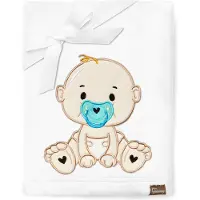 Be Mammy Babydeken - Dekbed - Kinderdeken - Wiegdeken - Dekentje Baby - 76 x 102 cm - Wit - jongen - BE-BE20-168-BBL