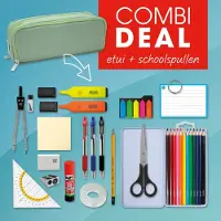 Soho - Etui XL + Vulling - Grote etui met diverse opbergmogelijkheden - Inclusief complete vulling - In 1 klik klaar voor het nieuwe schooljaar - GB STRIPES - Groen